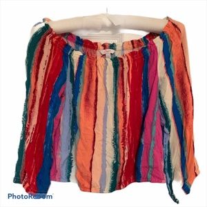 Candie's Multicolor Stripe Top On or Off Shoulder Size Small